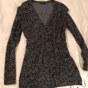 Zebra print long cardigan with front pockets